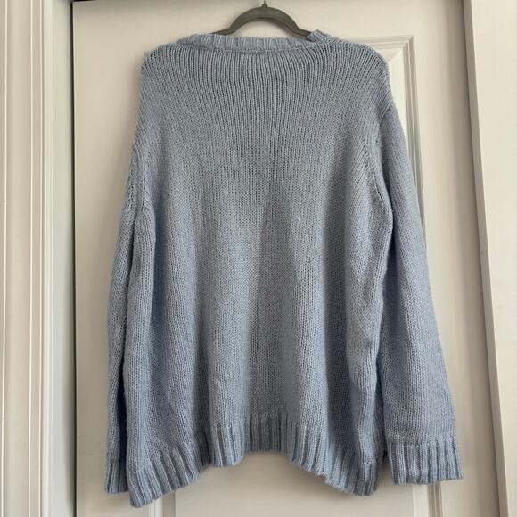 Wooden Ships Women’s Skull Wool Mohair Blend Sweater Sz M / L Light Blue - Picture 2 of 9